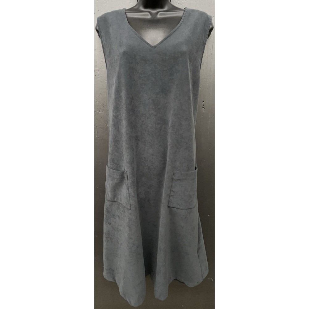 LL Bean Dress 18 Gray Sleeveless‎ Pockets Brushed Soft Preppy Coastal Cottage
